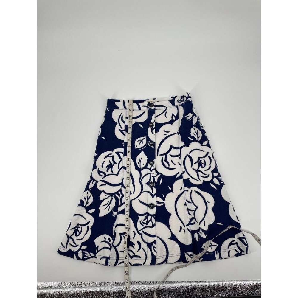 Anthropologie Maeve Amiens Blue Floral Midi Flared Skirt Top Set Womens Medium - Picture 8 of 12